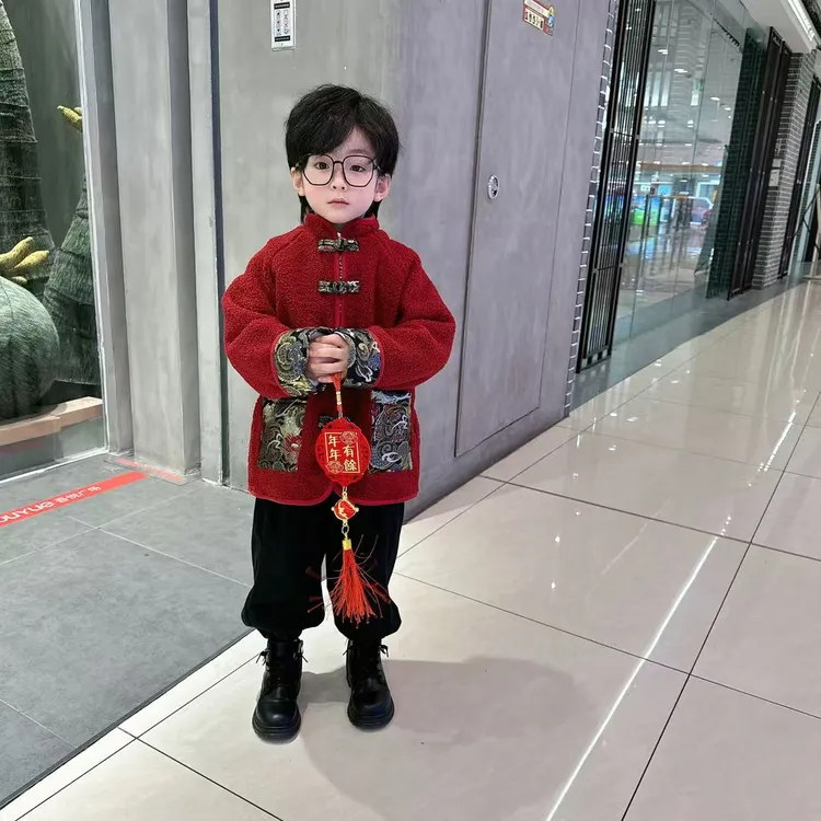 男童拜年服冬季2025新款儿童新中式唐装国风外套加绒加厚女宝汉服