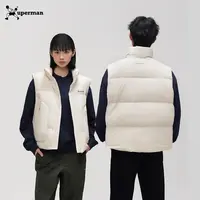 Xuperman立领口袋羽绒马甲男女秋冬运动保暖羽绒服背心90白鸭绒