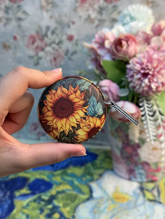 梵高风向日葵迷你卷尺 艺术风便携软尺 缝纫测量复古风创意工具