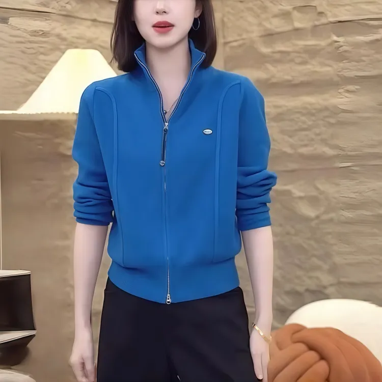 设计感双头拉链高领针织开衫女秋冬季高级感气质收腰百搭外套上衣