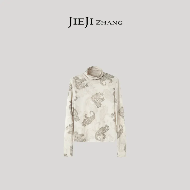 【JIEJI ZHANG】高级定制春秋时尚百搭国风高领T恤351581