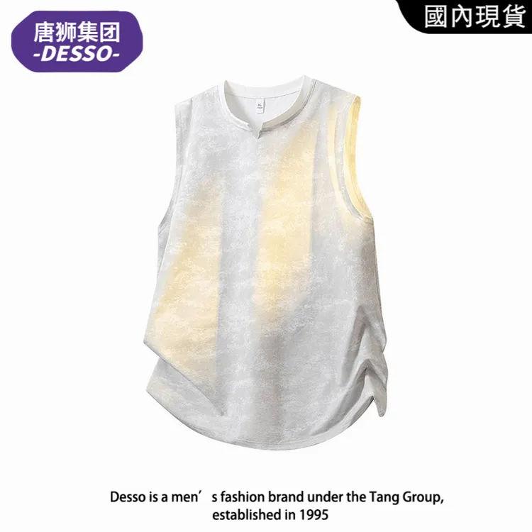 唐狮DESSO时尚潮牌 美式扎染无袖T恤男士夏季透气冰感潮流背心