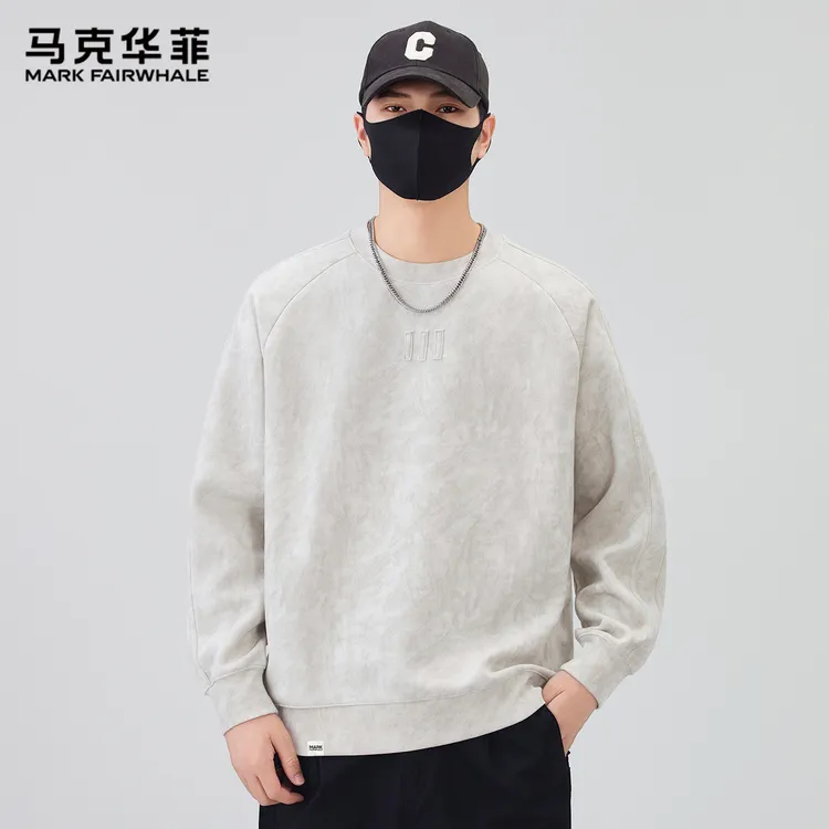 马克华菲新款潮流扎染圆领卫衣男士春秋时尚百搭打底衫长袖上衣服