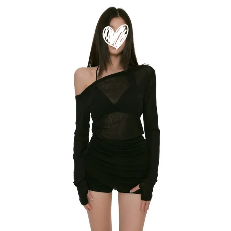 现货！2025秋季新款辣妹微透收腰长袖防晒罩衫显瘦纯欲洋气女上衣