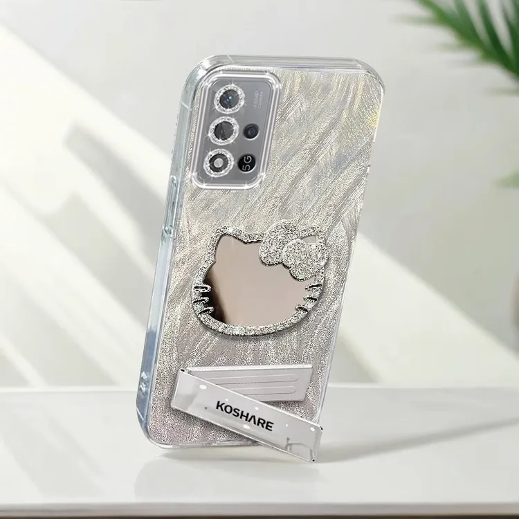 自带镜头膜OPPOA93s手机壳镶钻kt猫镜子PFGM00全包A93保护套羽纱