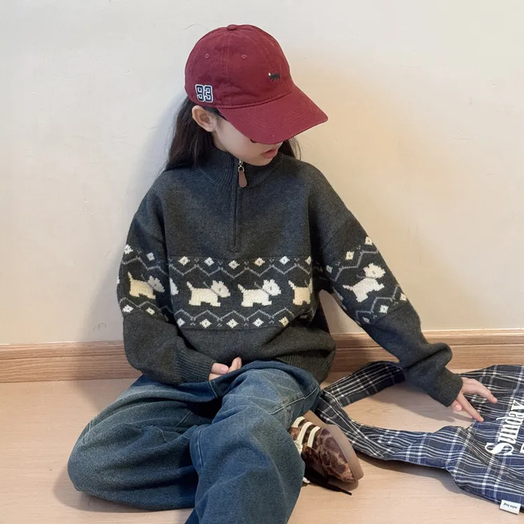 女童韩系保暖毛衣2025新款女孩加厚半高领针织衫儿童冬装内搭上衣