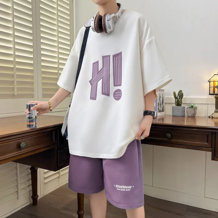 夏季新款青少年中学生短袖短裤透气凉感舒适薄款帅气休闲运动