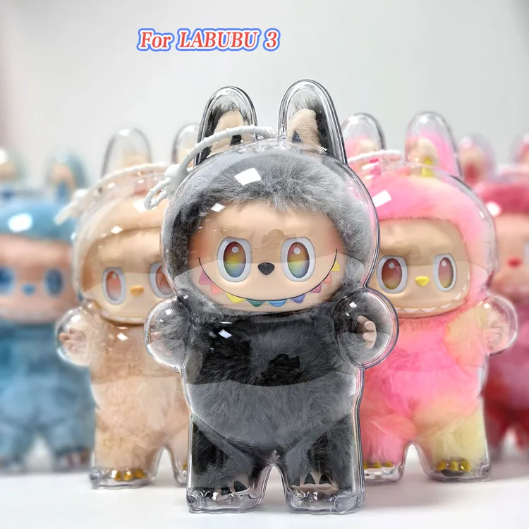 labubu3.0保护壳labubu娃衣三代蒜鸟毛绒玩具透明保护套防尘罩