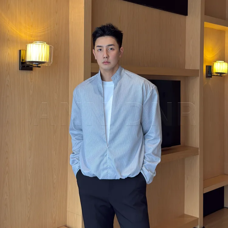 ANN DNR“miu风欧若蓝”早秋长袖条纹假两件衬衫SL12348/SL12492