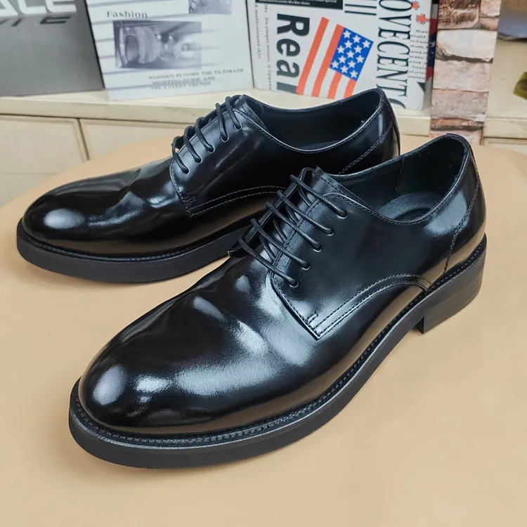 男士皮鞋商务正装上班英伦通勤厚底2025新款男头层马皮真皮德比鞋