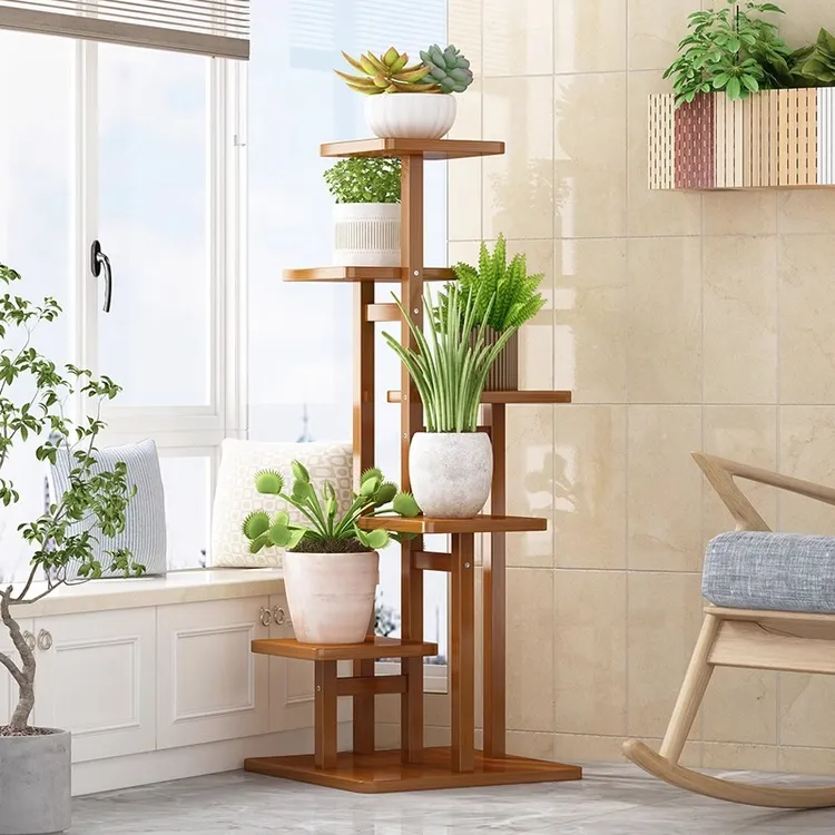花架置物架阳台落地式花盆托架非实木多肉植物摆放架多层造型花台