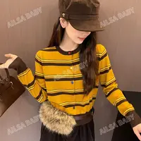 【AILSA BABY】欧货新款胸口刺绣卡通条纹毛衣/91860A