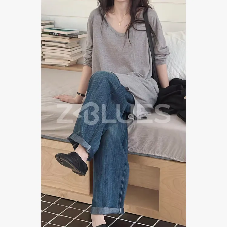 Z.blues【流光裤】细闪肌理感水洗镰刀牛仔裤YZYLJR9039