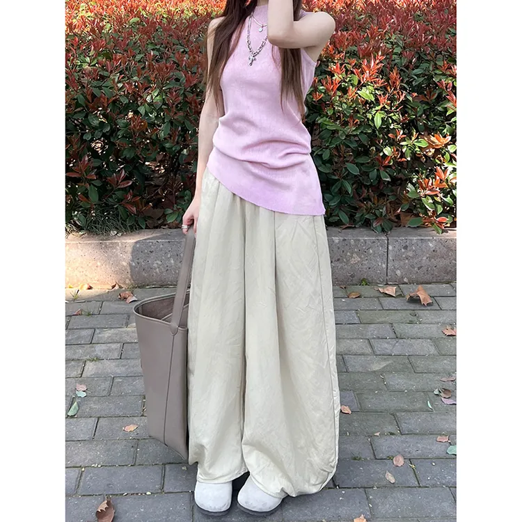 韩系无袖修身针织背心宽松灯笼裤套装2025夏季新款时尚两件套女潮