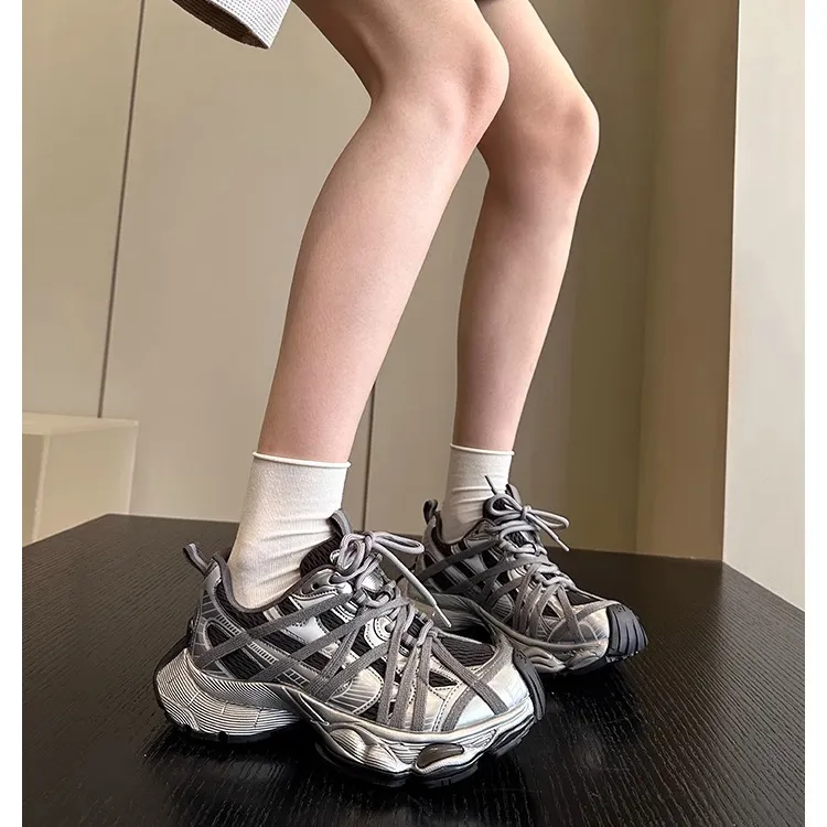 厚底老爹鞋女2025春夏季新款小个子复古增高重工薄款小众运动鞋潮