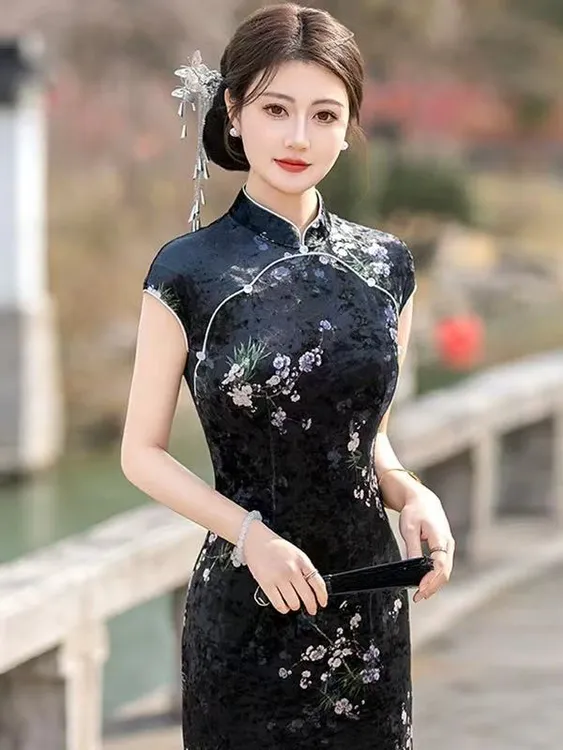8766-bzy喜上眉梢高端旗袍新中式旗袍高端2025夏季老上海日常可穿