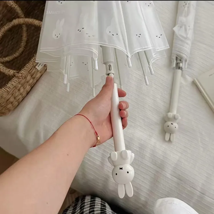 正版限定米菲兔雨伞半透明磨砂半自动长柄女可爱ins风高颜值可爱