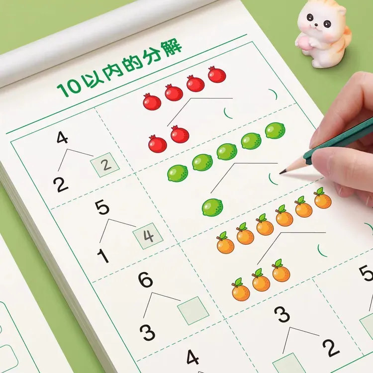 幼儿园分解与组成数字学前班数学10和20以内加减法口算题卡算术本