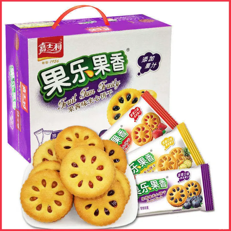 嘉士利果乐果香夹心饼干早餐饼干礼盒批发解馋小零食上班充饥食品