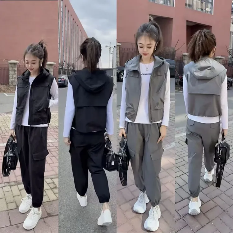 2025春夏季新款时尚显瘦气质网红高档女宽松马甲工装两件套潮