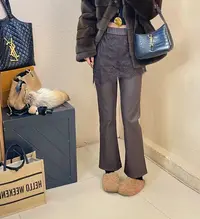欧货冬季新款拼蕾丝皮裤高级感洋气修身显瘦百搭气质轻奢复古小众
