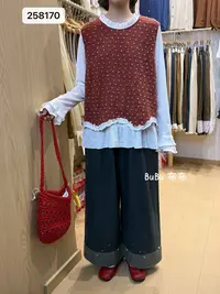 BuBu(258170)日系上衣波点马甲两件套FL
