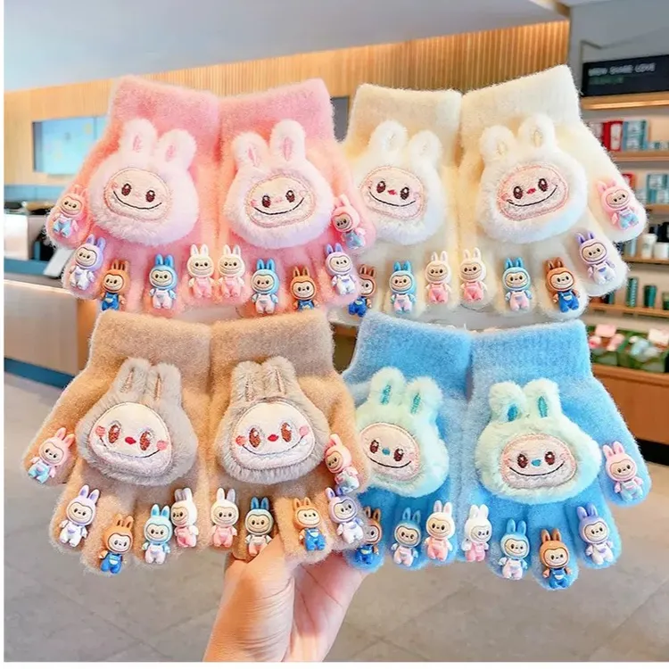 拉布布儿童冬季手套新款女孩加厚小学生1-3岁宝宝拉布布手套儿童