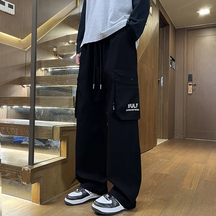 美式休闲工装裤男款春秋季2025新款潮流百搭宽松直筒裤男装长裤子