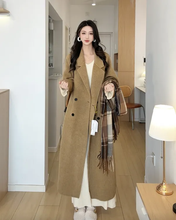 【莉拉】双面羊毛大衣女装外套2025冬季新款长款大衣外套宽松时尚