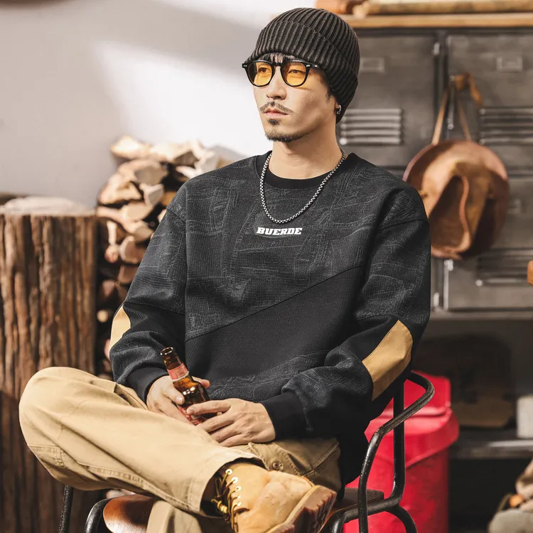 GTRT美式复古重磅加绒卫衣男秋季潮牌宽松大码休闲上衣男