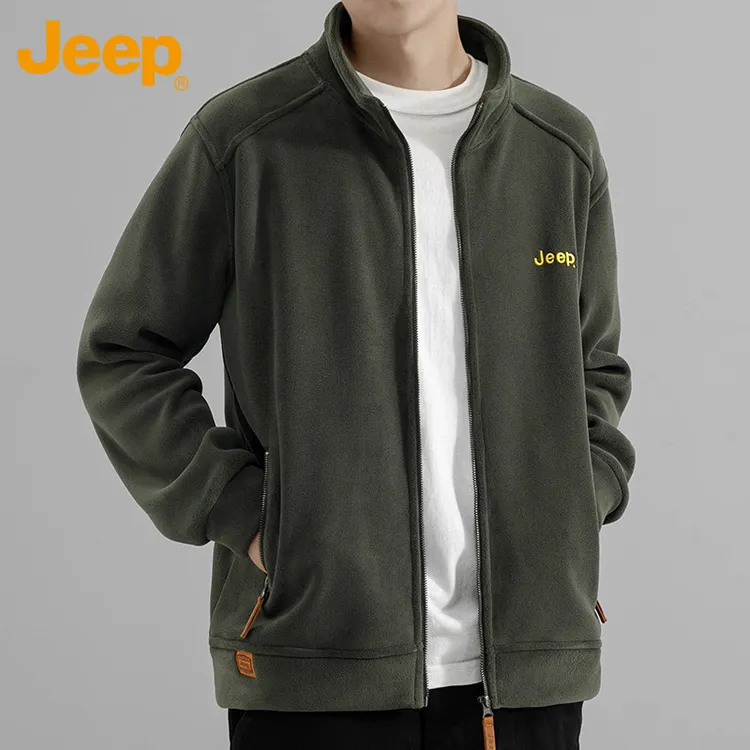 Jeep吉普男士运动夹克秋冬新款立领开衫卫衣外套休闲宽松潮流百搭