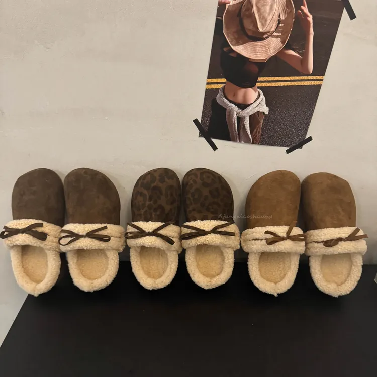 复古厚底棕色棉鞋法式晚晚风慵懒加绒勃肯鞋女外穿保暖加绒毛毛鞋
