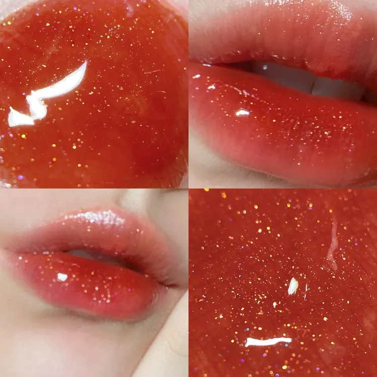 这颗爆闪夏日锦鲤色！唇蜜镜面水光玻璃唇清透古早细闪韩系口红