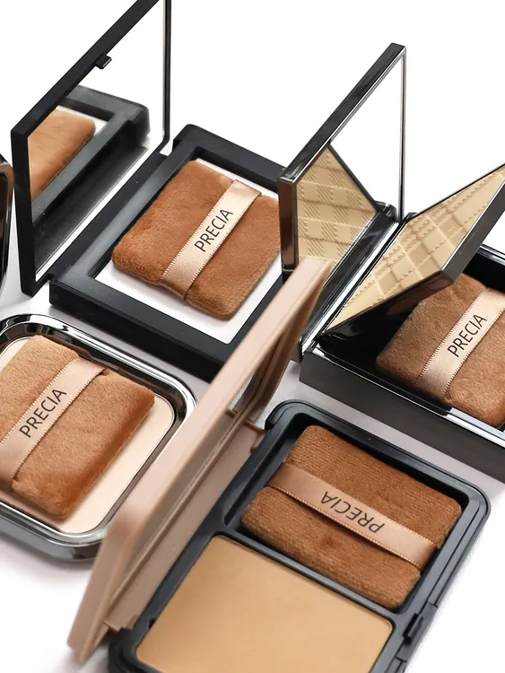 PRECIA薄款双面植绒粉扑脸部蜜粉饼柔软短绒方形圆替换气垫不掉绒