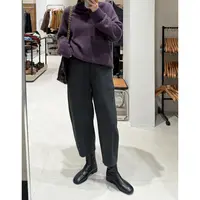 松紧腰休闲显瘦弯刀毛呢裤