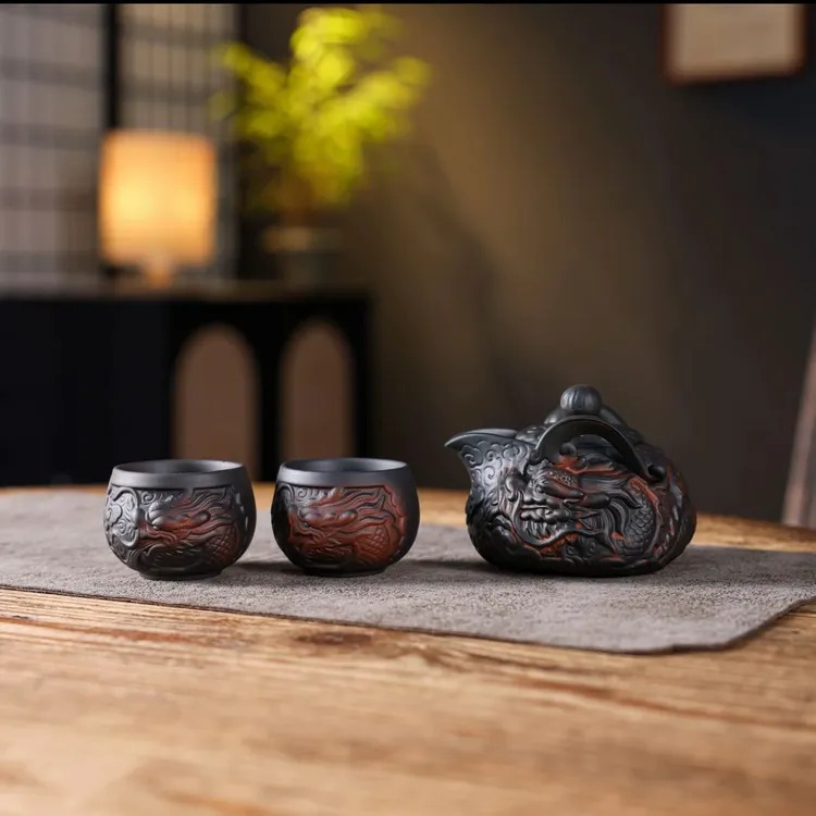 紫陶手抓壶创意茶杯大容量纯手工复古陶瓷旅行茶具茶道泡茶壶