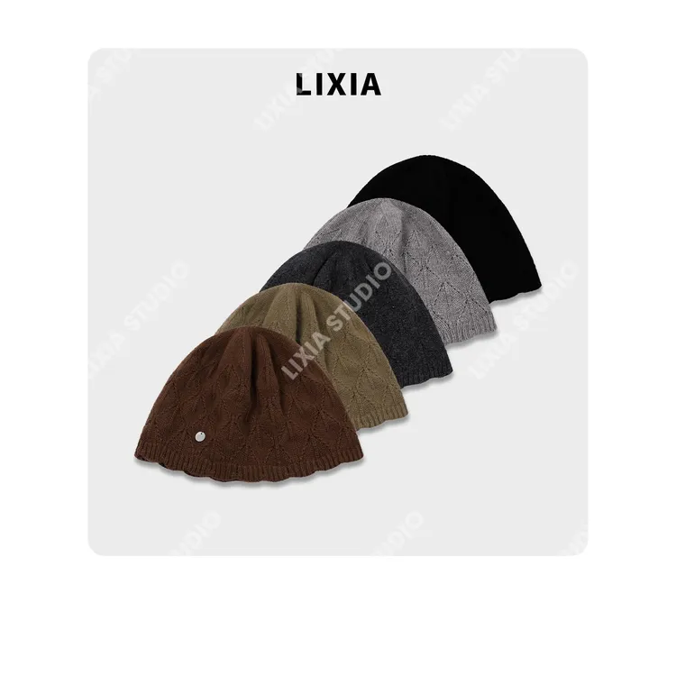 LIXIA【时髦冷帽】法式复古休闲通勤时髦格纹设计波浪边冷帽-D9317