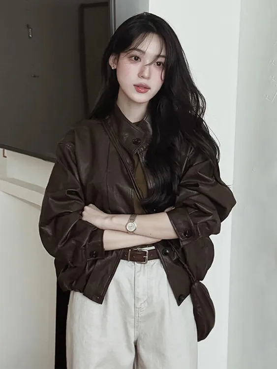 酷飒风皮衣外套女2025春秋季新款超火皮夹克高级感机车短款小个子