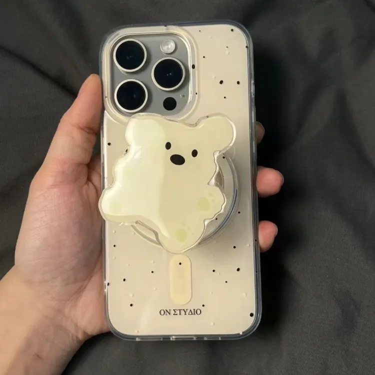 卡通小熊磁吸支架苹果17pro手机壳IPhone13/12/11promax爆款xsmax