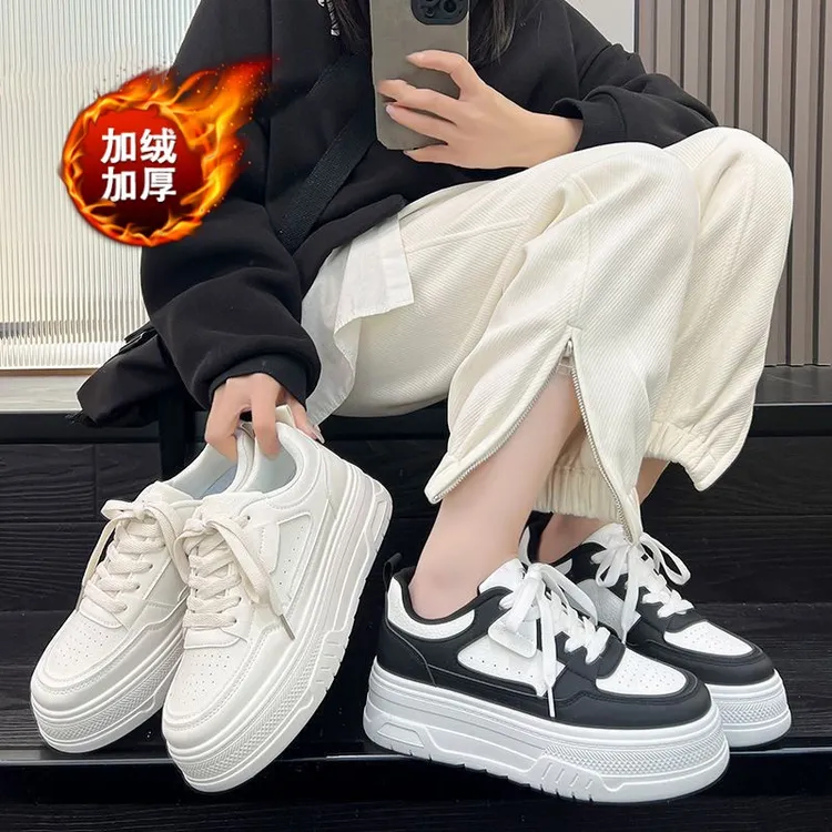 板鞋运动鞋女款加绒爆款秋冬季百搭休闲女2025年小白鞋厚底新款增