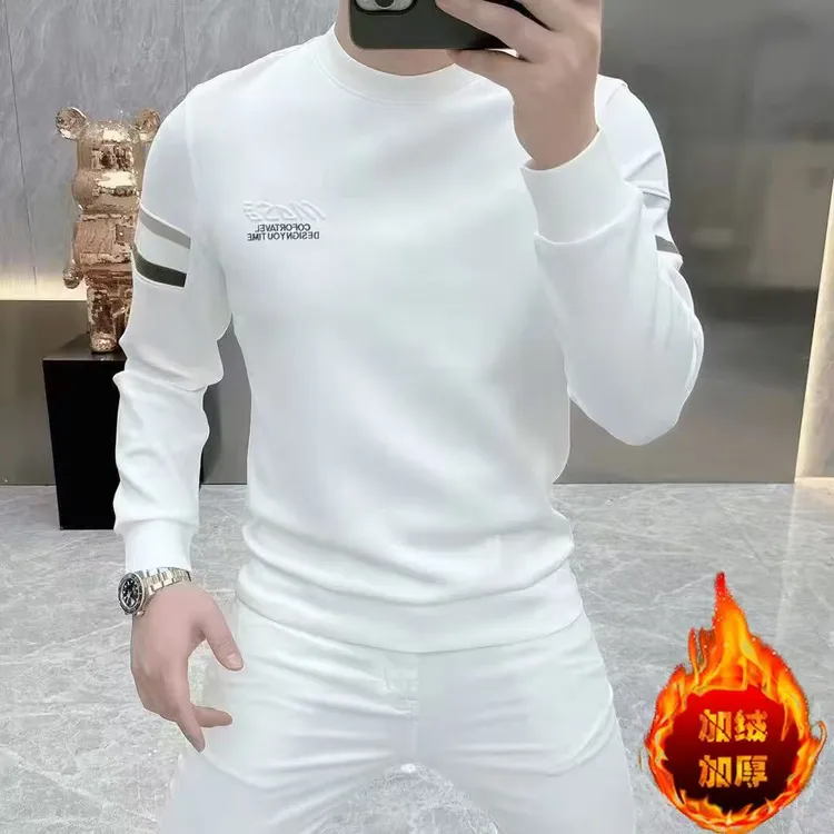 2025欧版秋季新款高品质男士刺绣时尚潮流百搭打底衫长袖卫衣