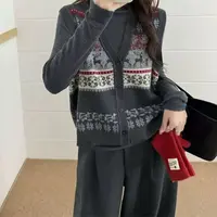 Manmi   堆堆领打底针织衫+毛衣马甲套装  3611