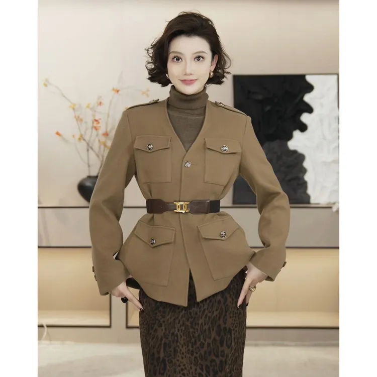 【京京】2025冬新款复古收腰气质毛呢夹棉西装外套YHBZX720070