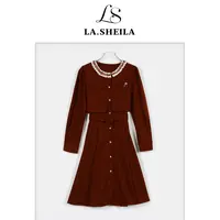 LA.Sheila 送腰带 假两件排扣小香风连衣裙253-LYQ/0924-95818