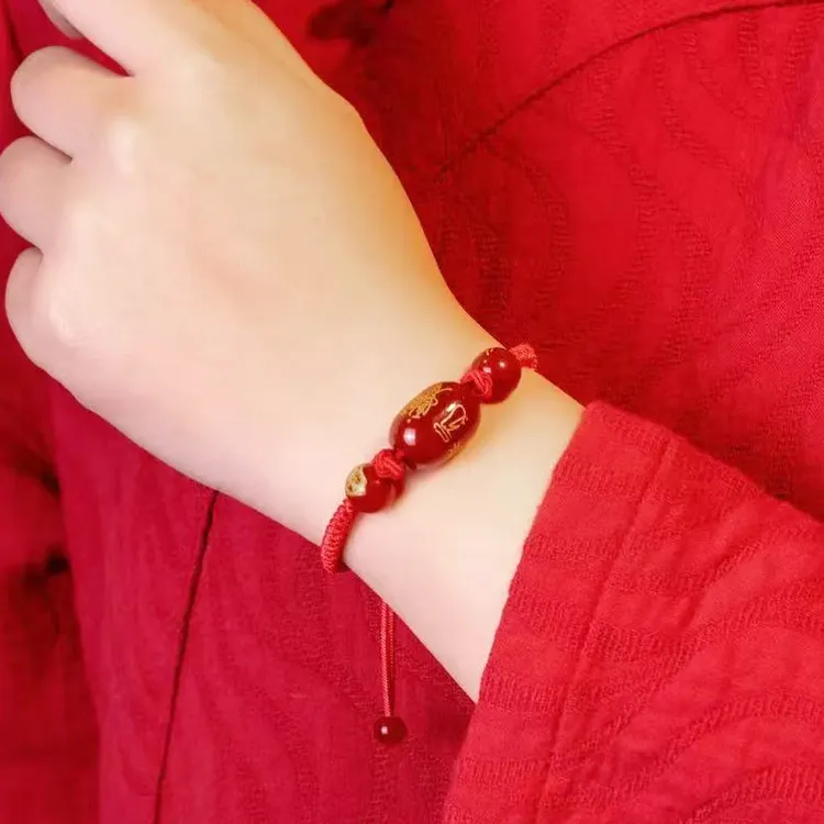 非金属布艺手链 十二生肖 时尚红手绳手串男女款手链手工编织红绳