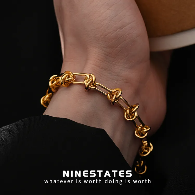 钛钢手链 荆棘手链轻奢饰品金色手链简约潮流ins拼接冷淡风个性