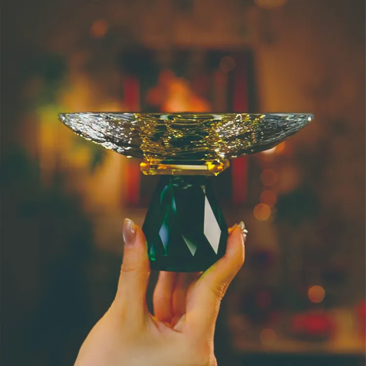 奢华撞色高脚水果盘茶点碟客厅茶几客厅招待干果零食碟