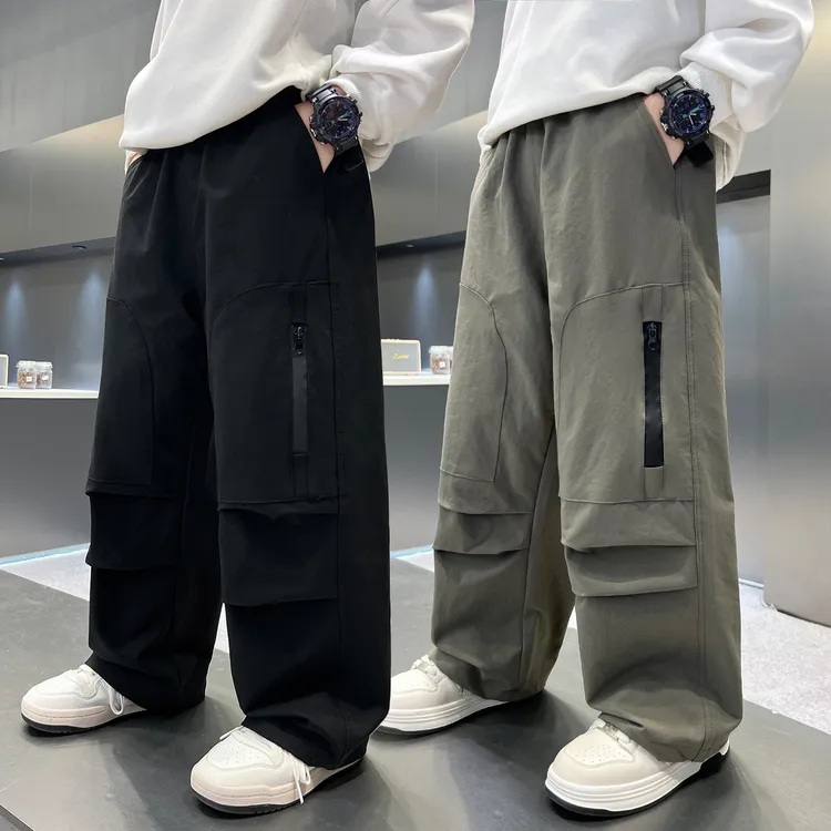 男童裤子春秋2025新款儿童痞帅洋气直筒运动裤男孩秋季潮酷工装裤