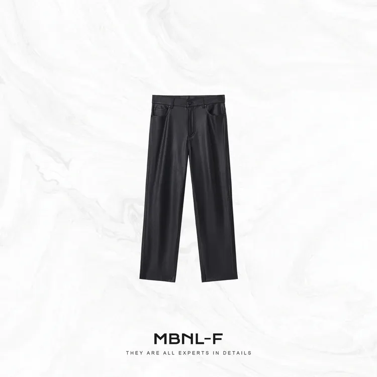 MBNL-F“格雷皮裤” 高定质感时尚极简直筒九分皮裤 秦磊XM-XKZ3075