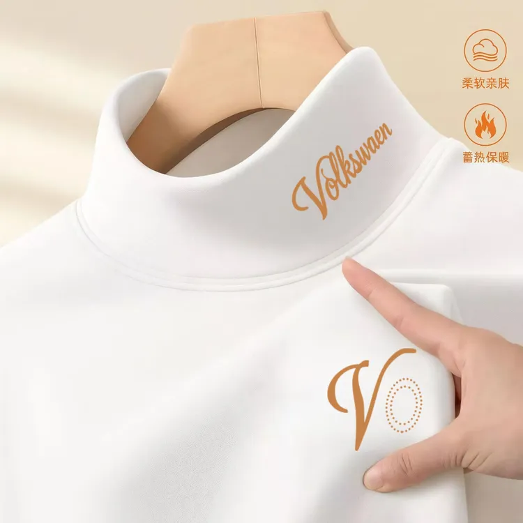 双面德绒半高领打底衫男士长袖t恤秋冬纯色修身大码保暖秋衣韩版